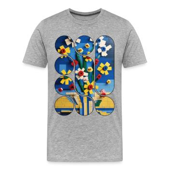 60X90 CM EINGELEGTES MUSTER ART 60 x 90 cm 6 - Männer Premium Bio T-Shirt - Grau meliert - Vorne - Damien (186cm)
