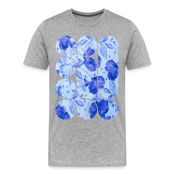 Blue Floral Elegance - Men's Premium Organic T-Shirt - heather grey - Front - Damien (186cm)