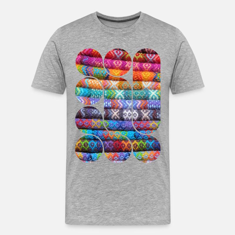 Helles gestricktes Patchwork - Männer Premium Bio T-Shirt - Grau meliert