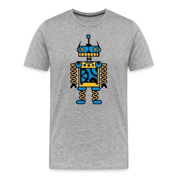 Ein Roboter mit Zahnräder - Männer Premium Bio T-Shirt - Grau meliert - Vorne - Damien (186cm)