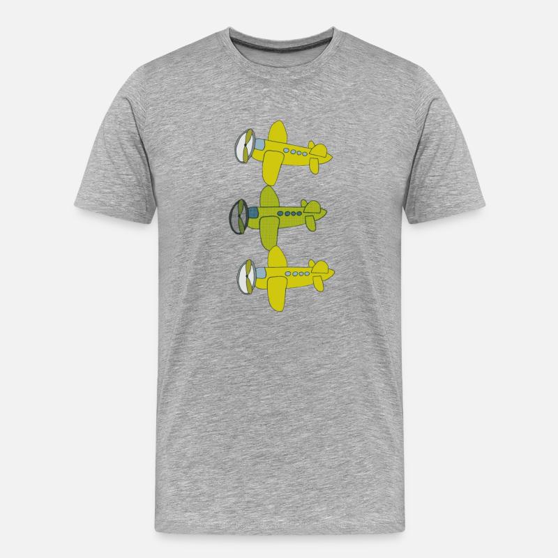 flugzeug 3fach - Männer Premium Bio T-Shirt - Grau meliert