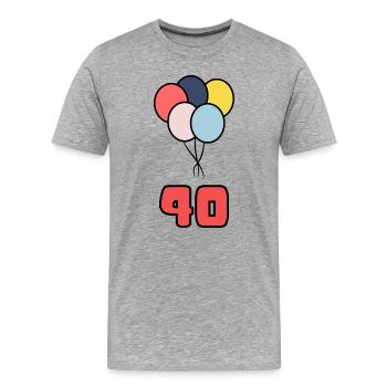 40. 40 ANS. 40e ANNIVERSAIRE. ANNIVERSAIRE 40 ANS. - T-shirt bio Premium Homme - gris chiné - Devant - Damien (186cm)