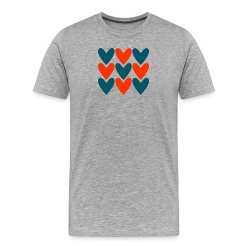 HERZ. HERZ. VALENTINSTAG. LIEBE. LIEBE. PAAR. - Männer Premium Bio T-Shirt - Grau meliert - Vorne - Damien (186cm)