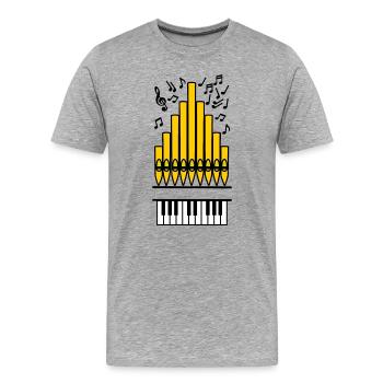 Logo Kirchenorgel Kupfer Orgelpfeifen - Männer Premium Bio T-Shirt - Grau meliert - Vorne - Damien (186cm)