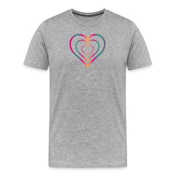 HERZ. PAAR. GERADE VERHEIRATET. Junggesellinnenabschied. VALENTINSTAG. - Männer Premium Bio T-Shirt - Grau meliert - Vorne - Damien (186cm)