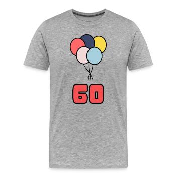 60. 60 ANS. 60e ANNIVERSAIRE. ANNIVERSAIRE 60 ANS. - T-shirt bio Premium Homme - gris chiné - Devant - Damien (186cm)