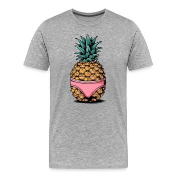 Pineapple in Pink - Men's Premium Organic T-Shirt - heather grey - Front - Damien (186cm)