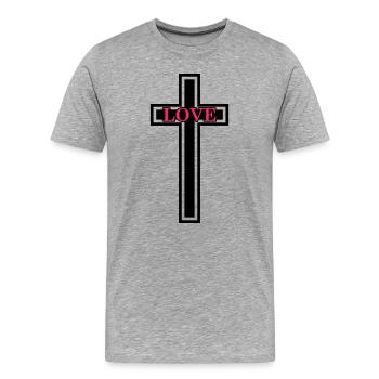 Kreuz Christlich Liebe - Männer Premium Bio T-Shirt - Grau meliert - Vorne - Damien (186cm)