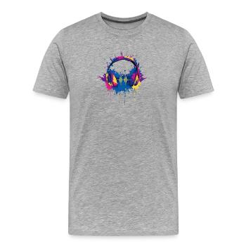 Vibrant_Music_Headphones_Equalizer_Splash - T-shirt bio Premium Homme - gris chiné - Devant - Damien (186cm)