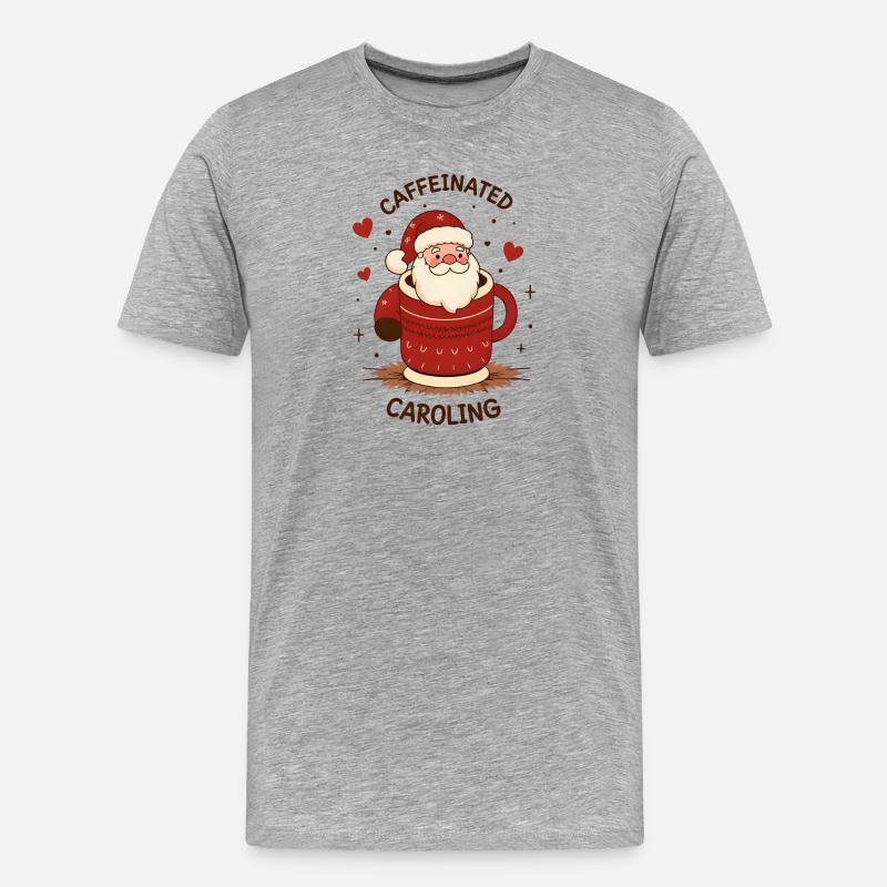 Süßer Kaffeetrinkender Weihnachtsmann - Männer Premium Bio T-Shirt - Grau meliert