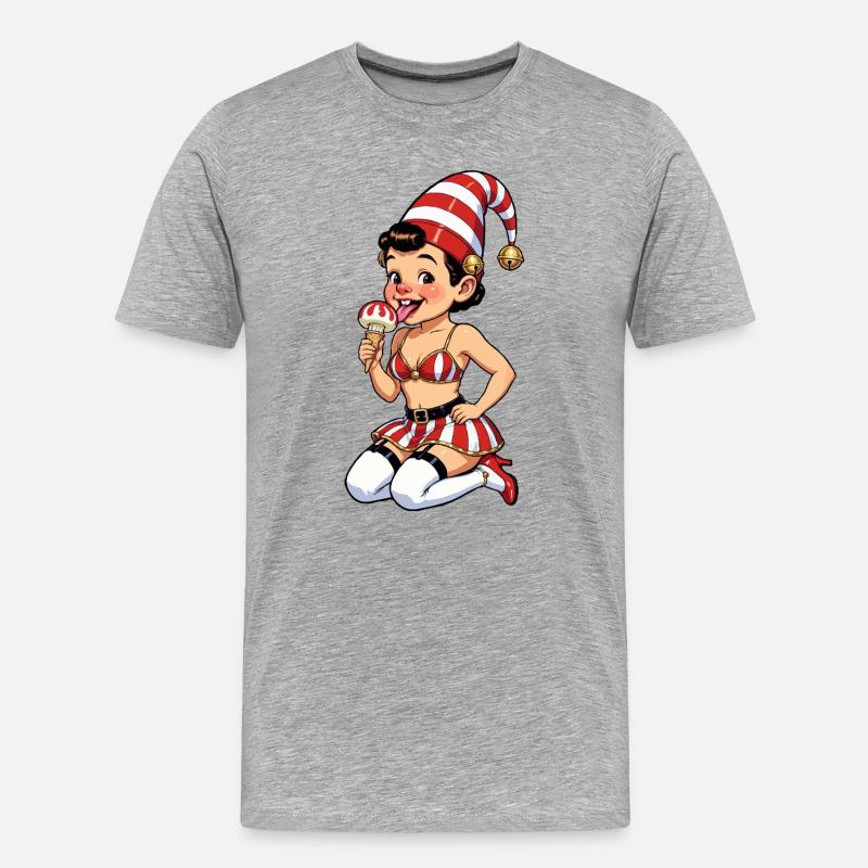 Leprechaun-Mädchen mit Eistüte - Männer Premium Bio T-Shirt - Grau meliert