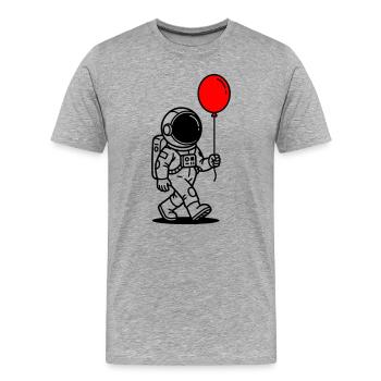 Astronaut mit Ballon - Männer Premium Bio T-Shirt - Grau meliert - Vorne - Damien (186cm)