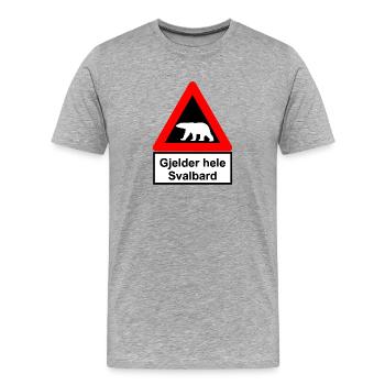 Svalbard - Polar Bear - Spitsbergen Road Sign - Männer Premium Bio T-Shirt - Grau meliert - Vorne - Damien (186cm)