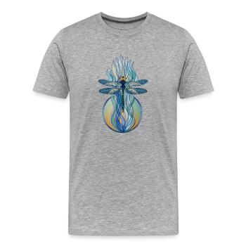 Libelle Jugendstil - Männer Premium Bio T-Shirt - Grau meliert - Vorne - Damien (186cm)