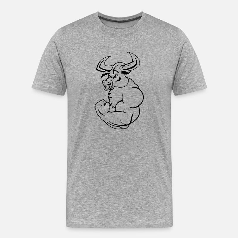 strong_taurus_01 - Männer Premium Bio T-Shirt - Grau meliert
