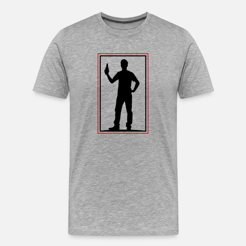 Drinking Bier Silhouette - Männer Premium Bio T-Shirt - Grau meliert