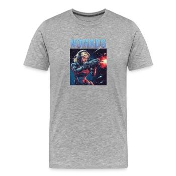 Blaster Girl 2 - Männer Premium Bio T-Shirt - Grau meliert - Vorne - Damien (186cm)