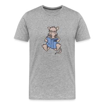 Rat de bibliothèque - T-shirt bio Premium Homme - gris chiné - Devant - Damien (186cm)