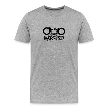 Just married prisonnier menotté drôle - T-shirt bio Premium Homme - gris chiné - Devant - Damien (186cm)