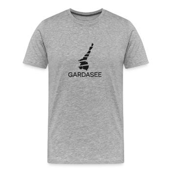 Gardasee Logo schwarz - Männer Premium Bio T-Shirt - Grau meliert - Vorne - Damien (186cm)