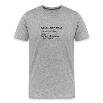 Abibliophobie Definition - Männer Premium Bio T-Shirt - Grau meliert - Vorne - Damien (186cm)