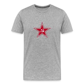 Russland Hammer und Sichel - Männer Premium Bio T-Shirt - Grau meliert - Vorne - Damien (186cm)