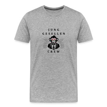 Junggesellen Crew - Männer Premium Bio T-Shirt - Grau meliert - Vorne - Damien (186cm)