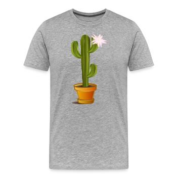 Cactus enchanteur dans un pot de fleurs avec fleur - T-shirt bio Premium Homme - gris chiné - Devant - Damien (186cm)