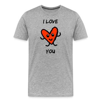 VALENTINE'S DAY. Bachelorette party. I LOVE YOU. I LOVE YOU. LOVE - Men's Premium Organic T-Shirt - heather grey - Front - Damien (186cm)