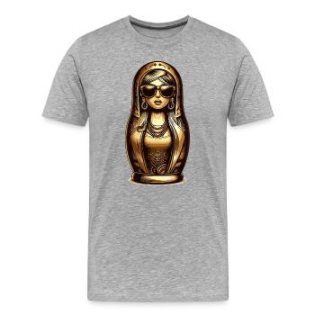 Matrjoschka cool Sonnenbrille Gold Geschenk - Männer Premium Bio T-Shirt - Grau meliert - Vorne - Damien (186cm)