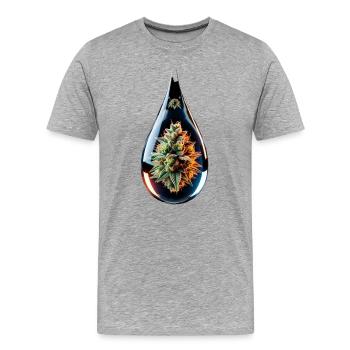 Cannabisbud im Glastropfen - Hanf - Weed - Männer Premium Bio T-Shirt - Grau meliert - Vorne - Damien (186cm)