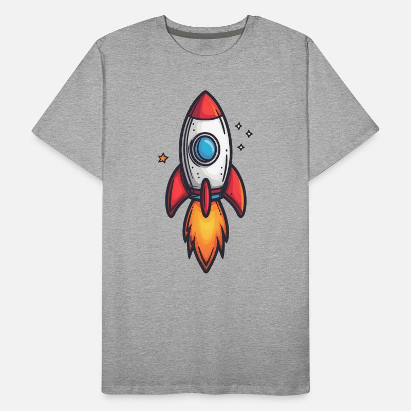 Cartoon Rocket Fire Flight Men's Premium Organic T-Shirt