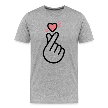 Cœur K-Pop - T-shirt bio Premium Homme - gris chiné - Devant - Damien (186cm)