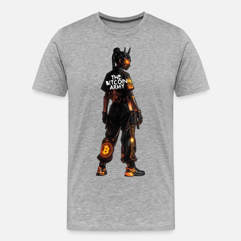 Bitcoin Bazooka – Die Bitcoin-Armee – Samurai 02 - Männer Premium Bio T-Shirt - Grau meliert