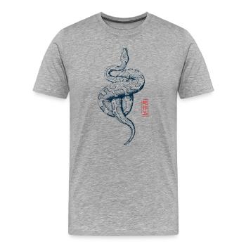 Python avec tampon kanji - T-shirt bio Premium Homme - gris chiné - Devant - Damien (186cm)