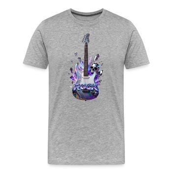 Holografische Totenkopf-Rockgitarre - Männer Premium Bio T-Shirt - Grau meliert - Vorne - Damien (186cm)