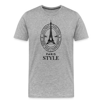 Style parisien - T-shirt bio Premium Homme - gris chiné - Devant - Damien (186cm)