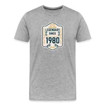 Legendary since 1980 - T-shirt bio Premium Homme - gris chiné - Devant - Damien (186cm)