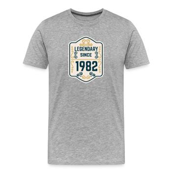 Legendär seit 1982 - Männer Premium Bio T-Shirt - Grau meliert - Vorne - Damien (186cm)