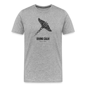 Ich kann nicht, ich bin in Calvi, auf Korsika, getaucht. - Männer Premium Bio T-Shirt - Grau meliert - Vorne - Damien (186cm)
