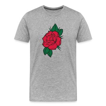 Rose - Dreifarbig - Männer Premium Bio T-Shirt - Grau meliert - Vorne - Damien (186cm)