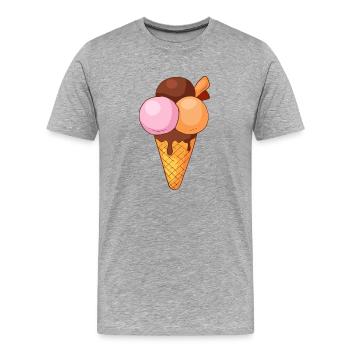 Crème glacée, crème glacée, crème glacée, crème glacée, boule, crème glacée, sundae - T-shirt bio Premium Homme - gris chiné - Devant - Damien (186cm)
