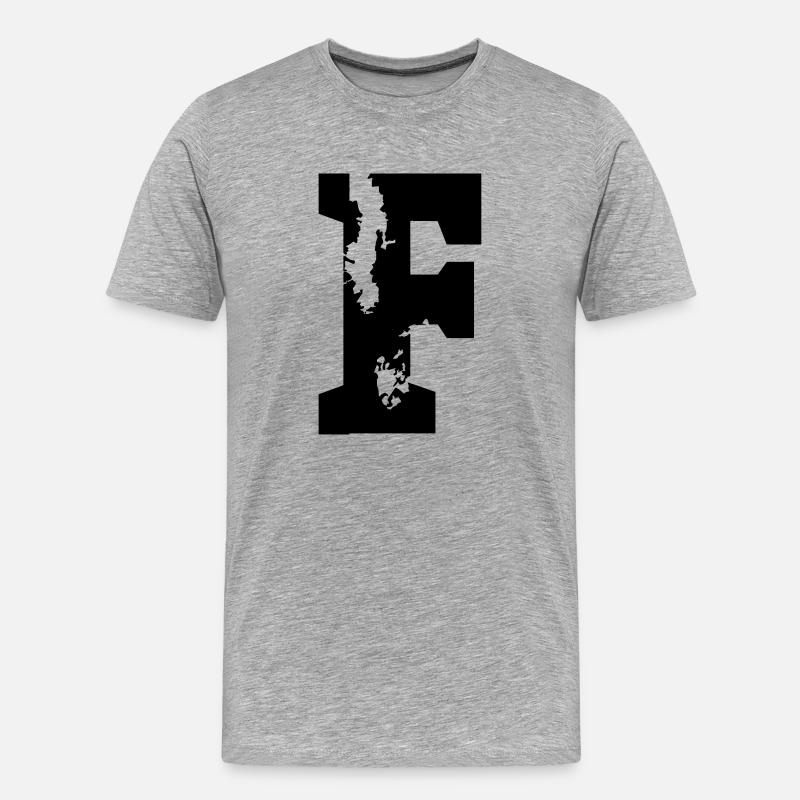 F - Buchstabe - Männer Premium Bio T-Shirt - Grau meliert
