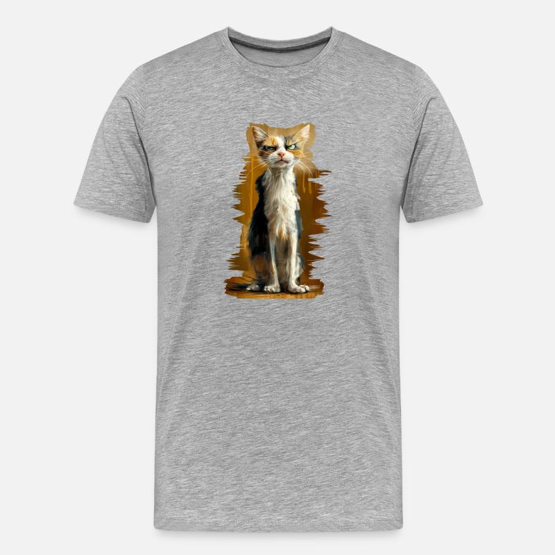 Crumpy Cat - Männer Premium Bio T-Shirt - Grau meliert