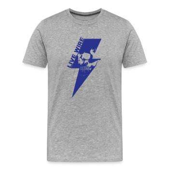 Live Wire Skull Blue - Men's Premium Organic T-Shirt - heather grey - Front - Damien (186cm)