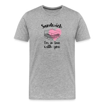 Sandwich - Männer Premium Bio T-Shirt - Grau meliert - Vorne - Damien (186cm)