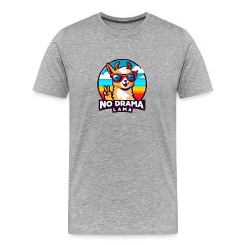 Kein Drama Lama - Männer Premium Bio T-Shirt - Grau meliert - Vorne - Damien (186cm)