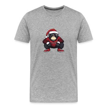 Gorilla Weihnachten Noël laid - T-shirt bio Premium Homme - gris chiné - Devant - Damien (186cm)