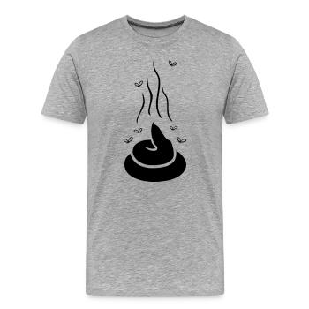 Dampfender Scheißhaufen mit Fliegen - einfärbbar - Männer Premium Bio T-Shirt - Grau meliert - Vorne - Damien (186cm)