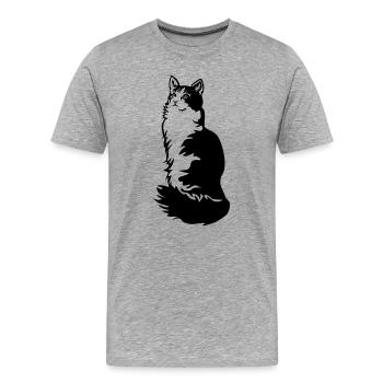 Norwegische Waldkatze Tuxedo - Männer Premium Bio T-Shirt - Grau meliert - Vorne - Damien (186cm)